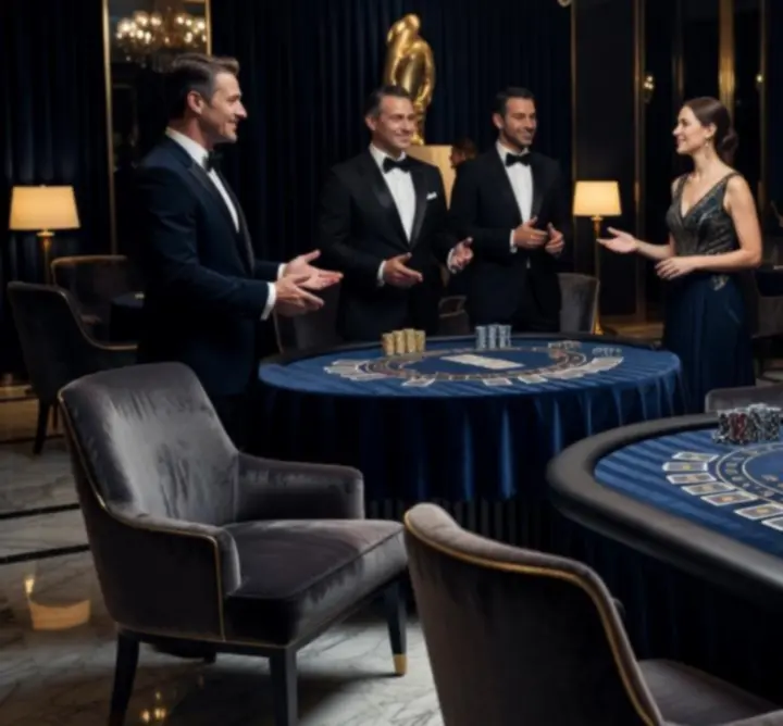Eleganckie stoły casino-style przygotowane na wiecz&oacute;r integracyjny