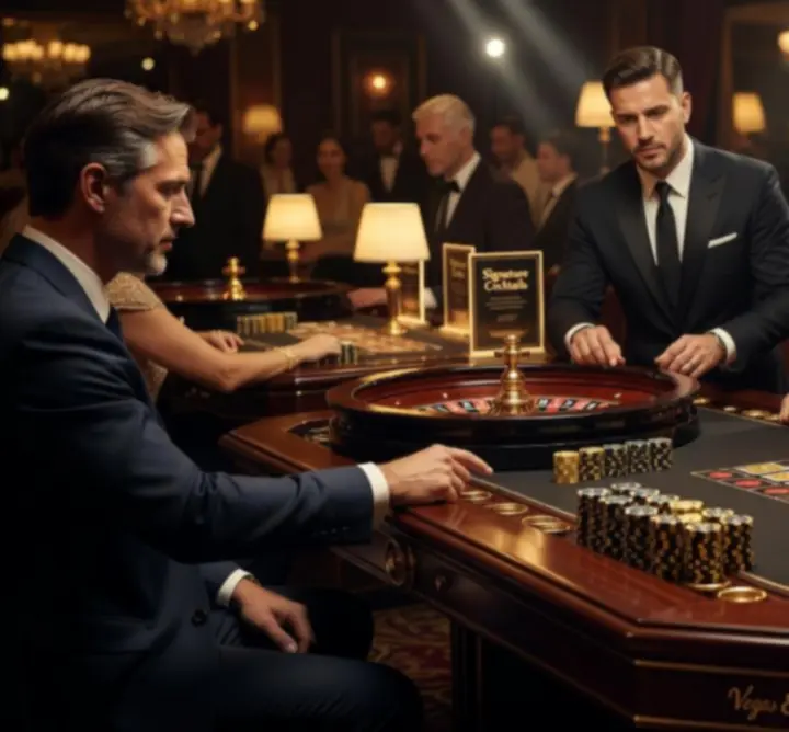 Profesjonalnie przygotowane stoły pokerowe i ruletkowe na wydarzeniu