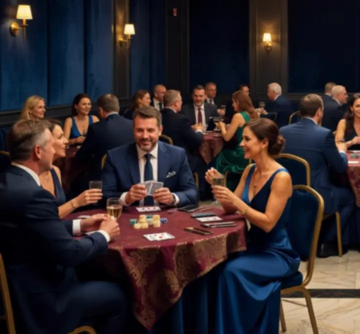 Eleganckie wieczorne wydarzenie towarzyskie w klimacie kasynowym
