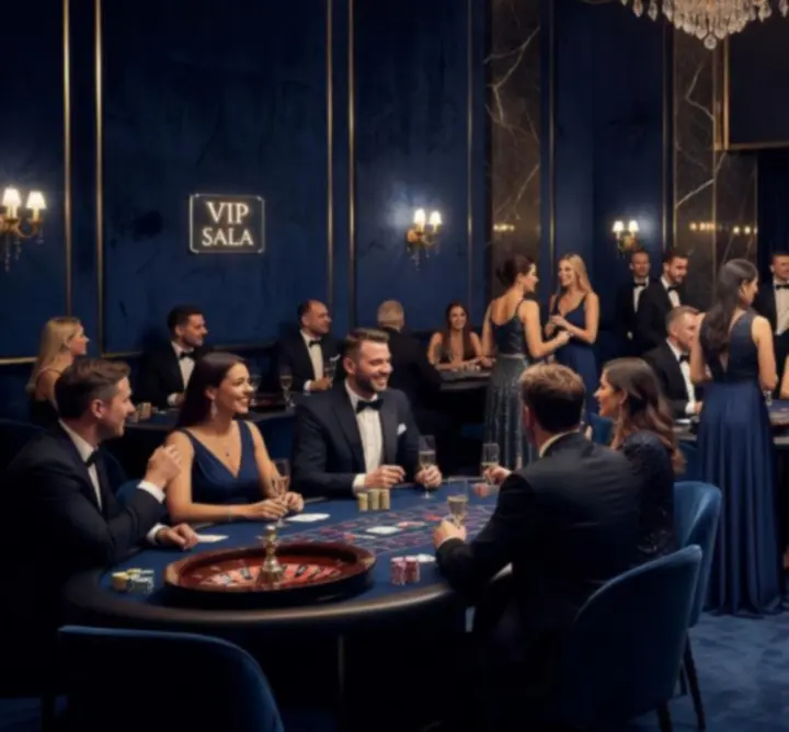 Tematyczne stanowisko casino-style przygotowane na elegancki wieczorny event